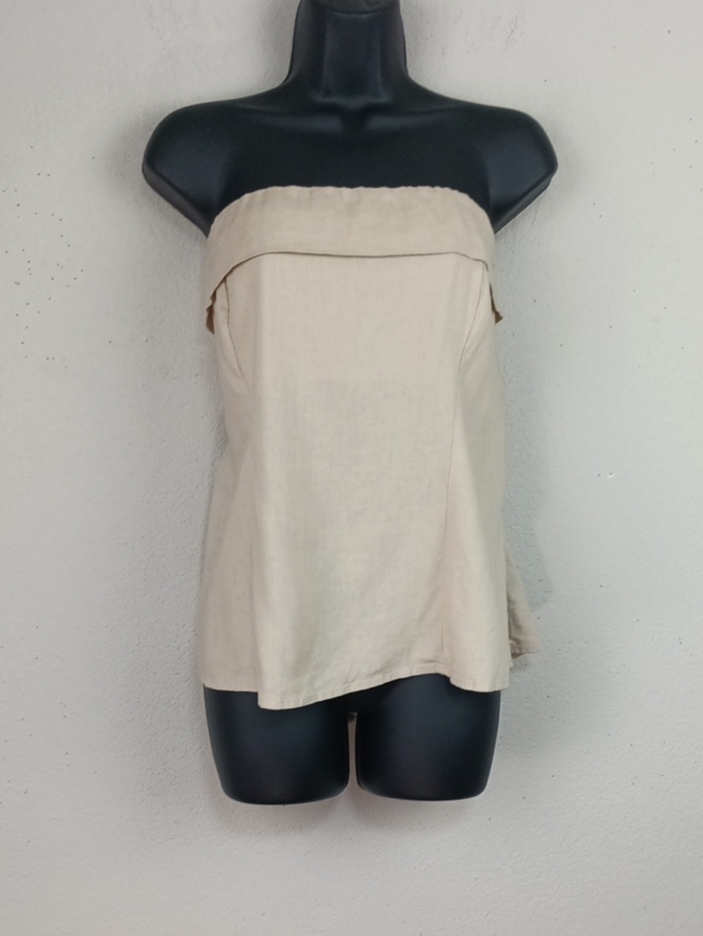 Women's Cream / Tan Strapless Linen Blend Top sz L